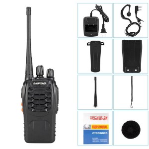 2pcs BF-888S 5W 400-470MHz 16-CH Handheld Walkie Talkies Black