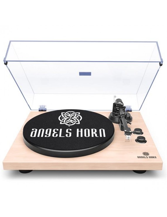 ANGELSHORN Record Player Stereo Turntable with Built-in 2-Speed Phono Preamp and Belt Drive, White Maple