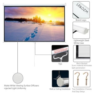 84 Inch 16:9 Manual Pull Down Projector Projection Screen Home Theater Movie