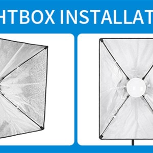 Kshioe Softbox Lighting Kit, Photo Equipment Studio Softbox 20" x 27", with E27 Socket and 2x5500K Instant Brightness Energy Saving Lighting Bulbs