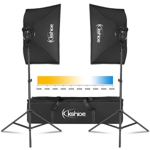 [US-W]Kshioe Softbox Lighting Kit, Photo Equipment Studio Softbox 20" x 27", 45W Dimmable LED with Double Color Temperature for Portrait Video and Shooting