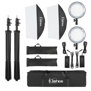 [US-W]Kshioe Softbox Lighting Kit, Photo Equipment Studio Softbox 20" x 27", 45W Dimmable LED with Double Color Temperature for Portrait Video and Shooting