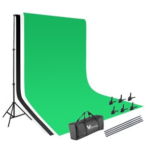 Vamery 1.6*3m Non-woven Fabrics 2*3m Background Stand Photography Video Studio Lighting Kit Black