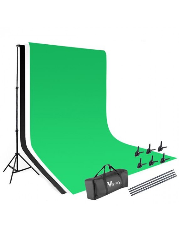 Vamery 1.6*3m Non-woven Fabrics 2*3m Background Stand Photography Video Studio Lighting Kit Black