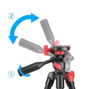 Zomei T70 Portable Tripod with Phone Clip and Bluetooth Remote Black Red