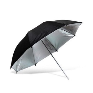 [US-W]Kshioe 33" Studio Photo Lighting Flash Reflective Black and Silver Umbrella