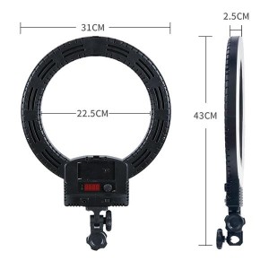 [US-W]12" Upgrade Ultra-thin Infinity Dimming Double Color Temperature LED Ring Lamp Black