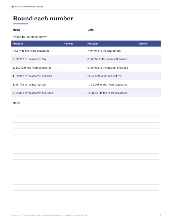 Preview of Rounding Practice Worksheet